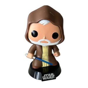 FUNKO STAR WARS Bobble Head Obi Wan Kenobi Gray Hair Cloak Lightsaber